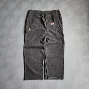 Vintage Baggy Tommy Hilfiger Carpenter Dungaree Black Denim Pants 38x32